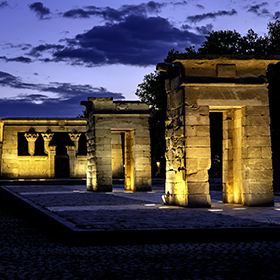 Relocated from Egypt is the  Nubian Temple of Debod